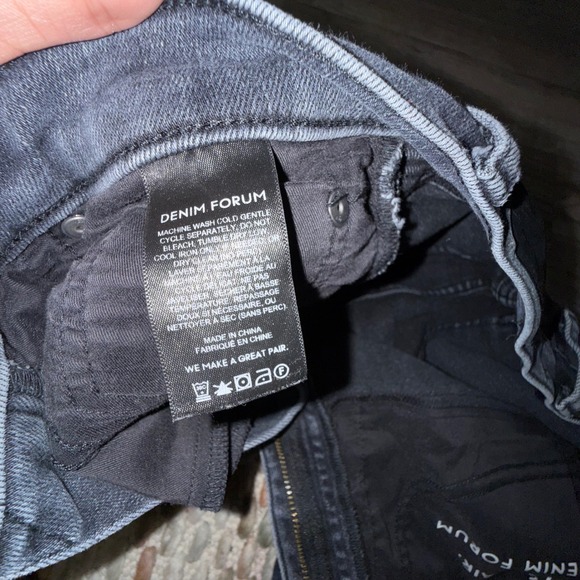 Denim Forum The Lola High Rise Skinny Jeans 27 Black Faded Raw Hem - Picture 4 of 7